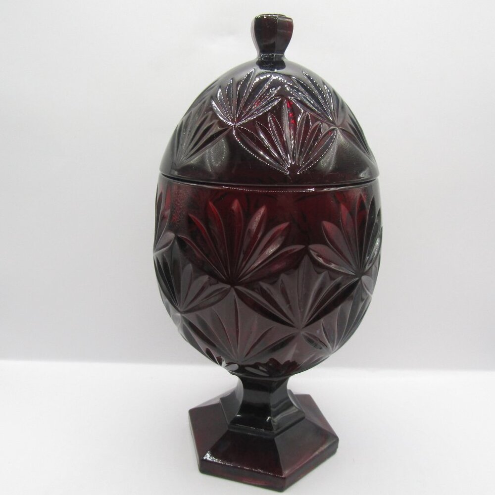 Luminarc Ruby Red Pedestal Candy Dish With Lid